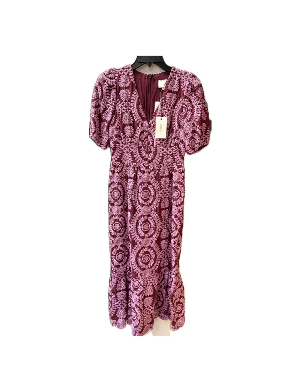 Women's Lace Midi Dress in Mauve Pink